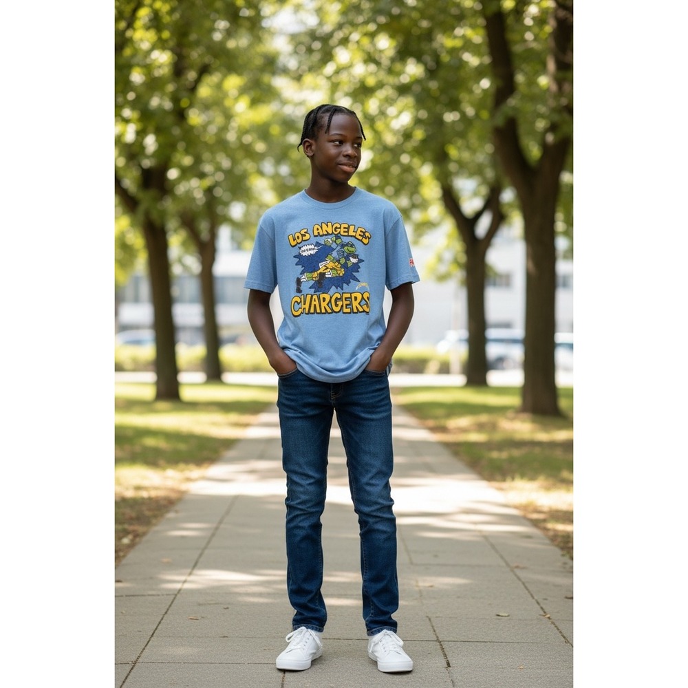 Homage Los Angeles Chargers TMNT Ninja Turtles Blue T-Shirt Kids Size 12 NFL